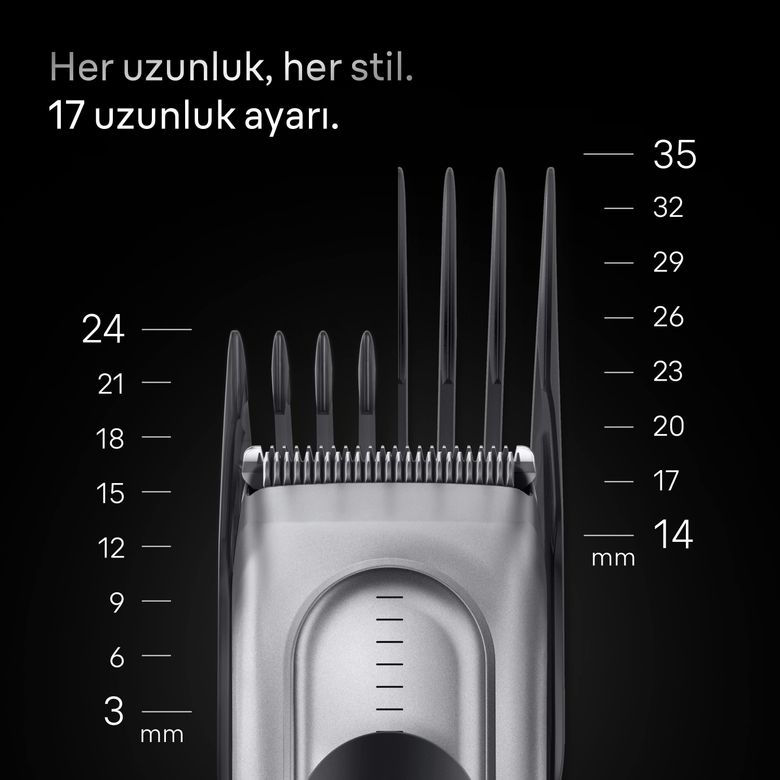 Saç Kesme Makinesi Series 7 +5 Aksesuar Ömür Boyu Keskin Bıçak 17 Uzunluk