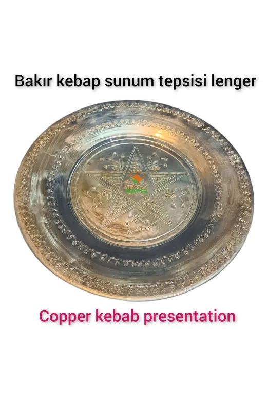 Safir 40cmlenger01 Bakır Lenger , Bakır Ayaklı Servis Sunum Lengeri 40 Cm Bakır Sahan A Kalite Ayaklı Lenger Sunumluk
