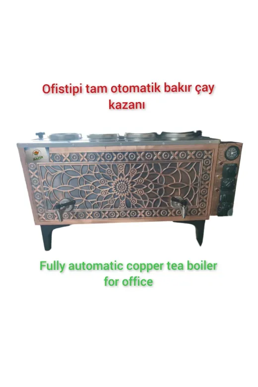 SAFİR ÇAY KAZANLARI 0602202515 4 Gözlü Ofistipi Tam Otomatik Bakır Çay Kazanı Dar Alanlar Için Ideal Sadece Elektrikli Çay Makinesi