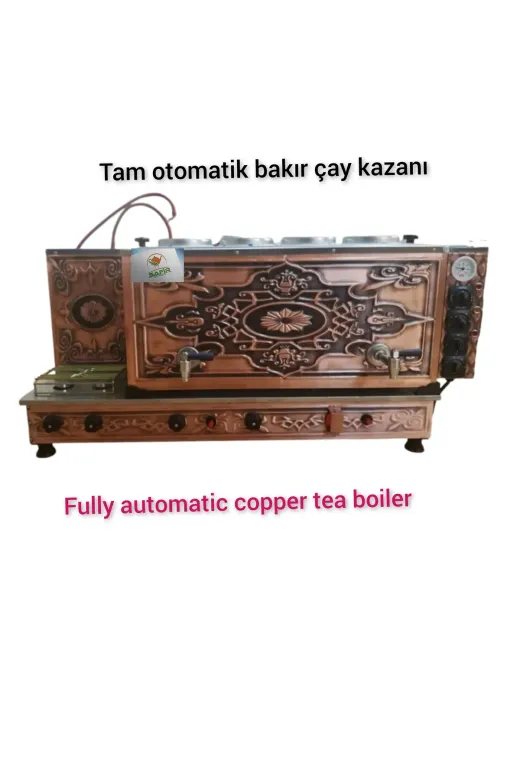 SAFİR ÇAY KAZANLARI 10022025b4p 4 Gözlü Tam Otomatik Bakır Çay Kazanı Sadece Elektrikli Pleytli Çay Makinesi Çay Ocağı Safir