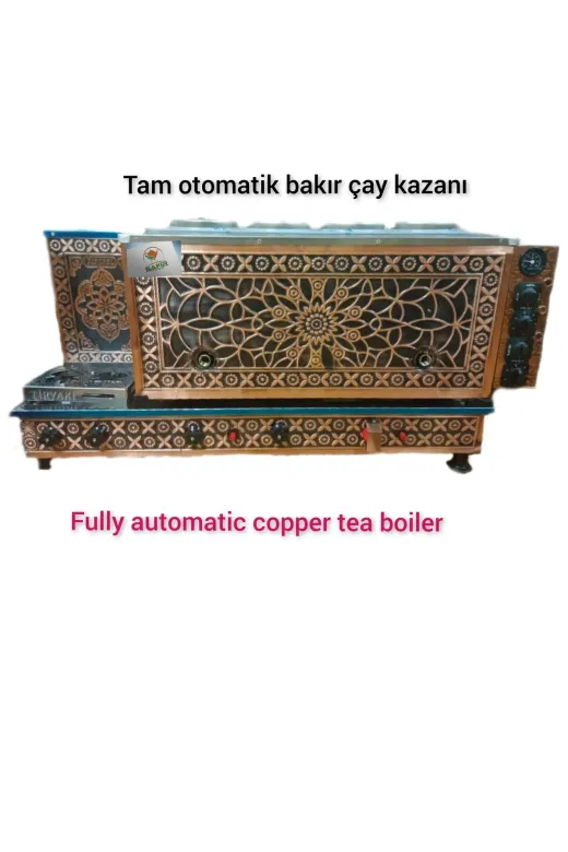 SAFİR ÇAY KAZANLARI 10022025b4p 4 Gözlü Tam Otomatik Bakır Çay Kazanı Sadece Elektrikli Pleytli Çay Makinesi Çay Ocağı Safir