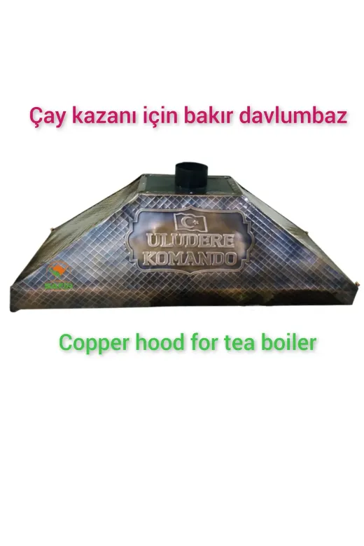 SAFİR ÇAY KAZANLARI 14022025logoludavlumbaz110cm Firmalara Özel Bakır Davlumbaz Özel Logolu Davlumbaz 110 Cm 4 Gözlü Çay Kazanı Için Bakır Davlumbaz