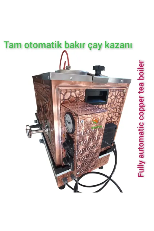 SAFİR ÇAY KAZANLARI 231120242006 3 Gözlü Bakır Tam Otomatik Çay Kazanı Gaz Emniyet Kilit Sistemli Bayraklı Ve Osmanlı Tuğra Modelli