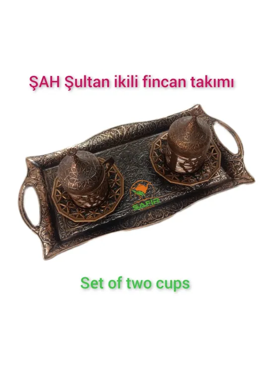 Safir ŞAH SULTAN BAKIR KAHVE TAKIMI İki Kişilik Kahve Takımı Fincan Takımı Şah Sultan Kahve Takımı 2 Kişilik Kahve Takımı Seti