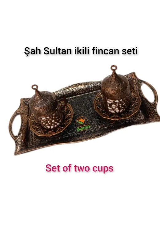 Safir ŞAH SULTAN BAKIR KAHVE TAKIMI İki Kişilik Kahve Takımı Fincan Takımı Şah Sultan Kahve Takımı 2 Kişilik Kahve Takımı Seti