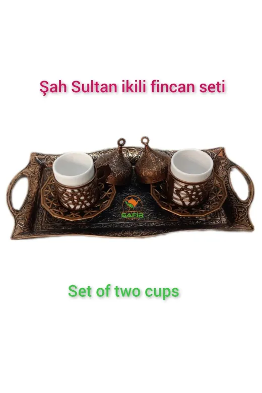 Safir ŞAH SULTAN BAKIR KAHVE TAKIMI İki Kişilik Kahve Takımı Fincan Takımı Şah Sultan Kahve Takımı 2 Kişilik Kahve Takımı Seti