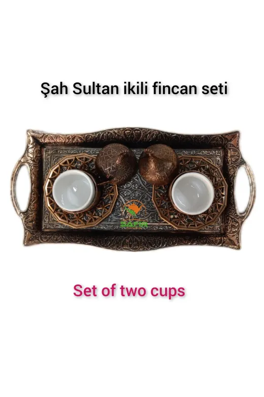 Safir ŞAH SULTAN BAKIR KAHVE TAKIMI İki Kişilik Kahve Takımı Fincan Takımı Şah Sultan Kahve Takımı 2 Kişilik Kahve Takımı Seti