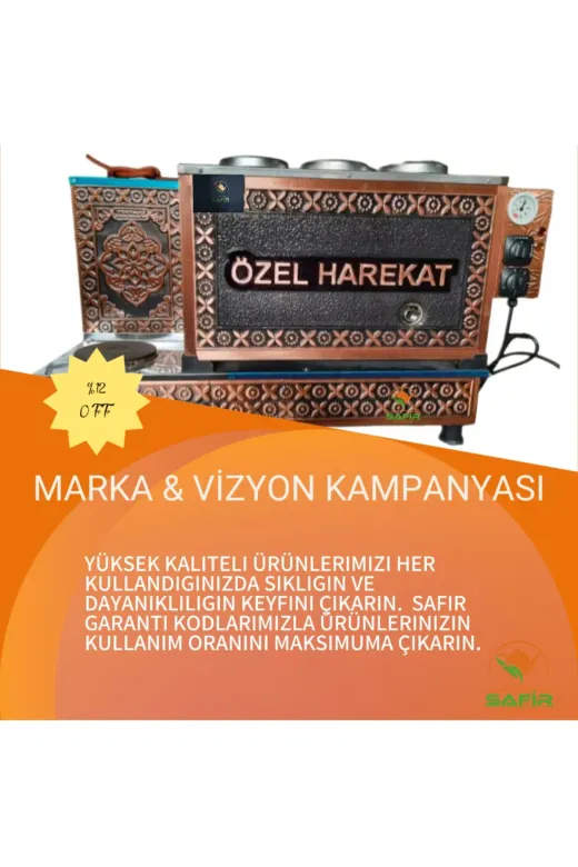 Safir SFRS4GAZGRİ01 4 Gözlü Gri Tam Otomatik Doğalgazlı Ce Gazmer Onaylı Çay Kazanı Ocağı Gaz Emniyet Sistemli