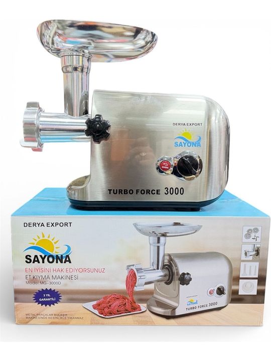 SAYONA sayona3000 Turbo Force 3000 Et Kıyma Makinesi Mg-3000D Güçlü Motor Metal Dişli Ev Tipi Kıyma Makinesi