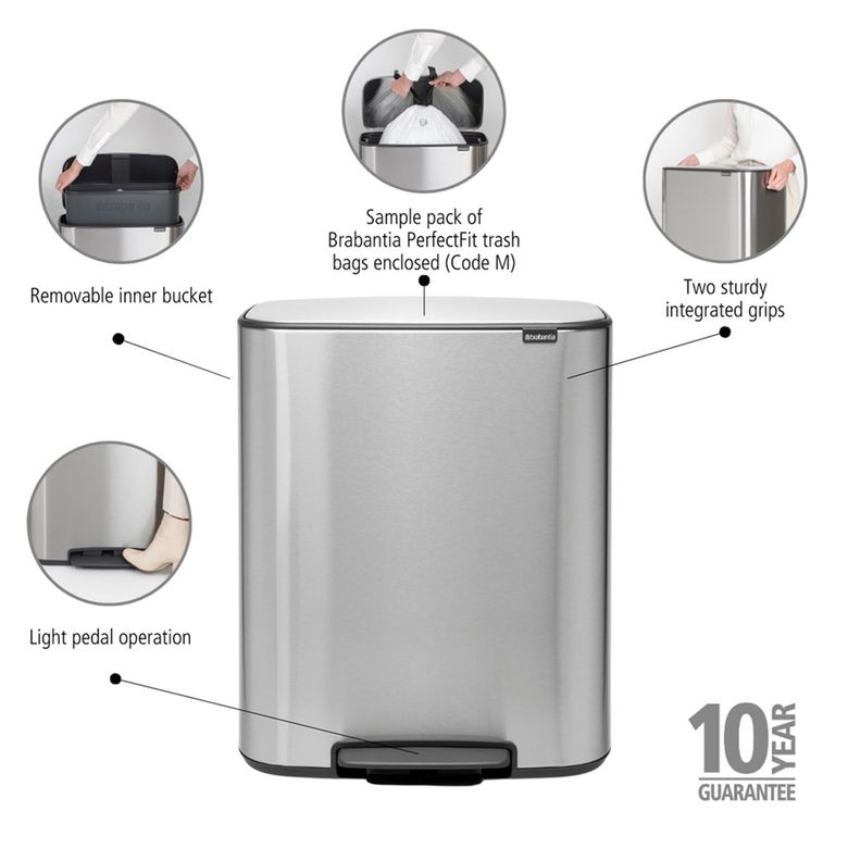 Schafer ₺16.899,00.*- Brabantia Bo Matt Steel Fpp Pedallı Çöp Kutusu 60 L
