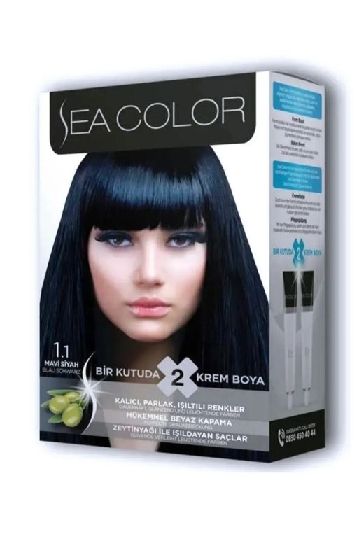 Sea Color 2Li Krem Saç Boyası 1/1 Mavi Siyah 2 Set