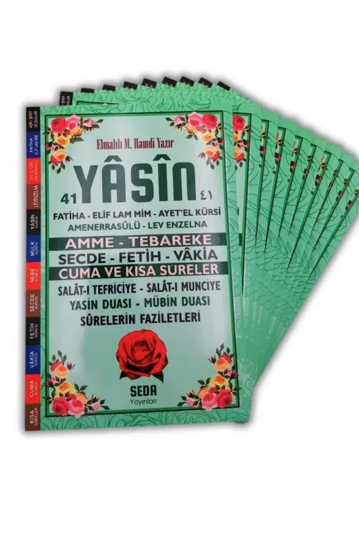 Seda Yayınları seda107yesil10ad Hediyelik Ekonomik 10 Adet Yasin-I Şerif Yeşil 64Shf Orta Boy 17X24Cm