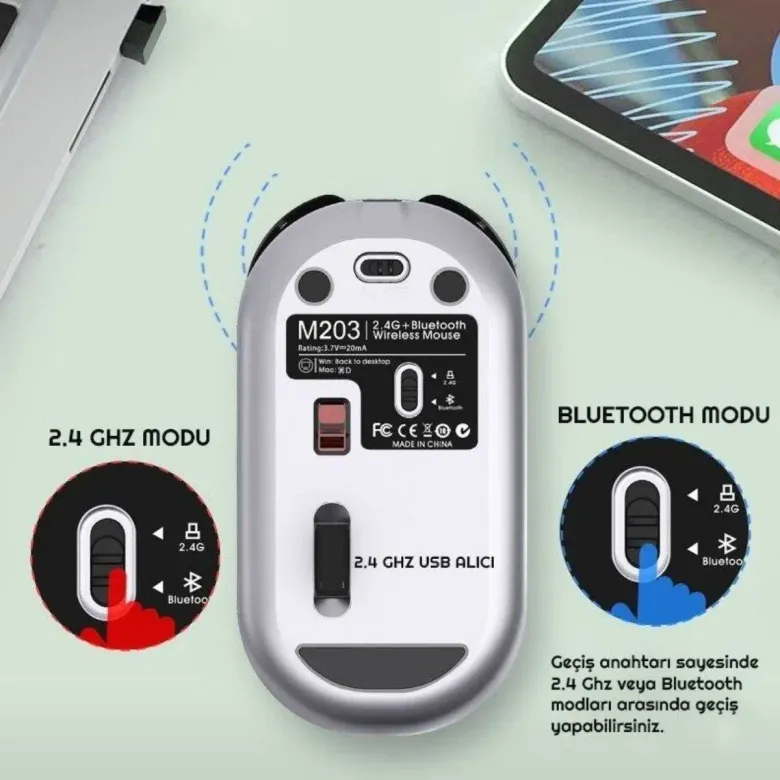 Sessiz Kablosuz Mouse – Wireless Optik Mouse, Sessiz Tıklama, Ergonomik Tasarım (4745)