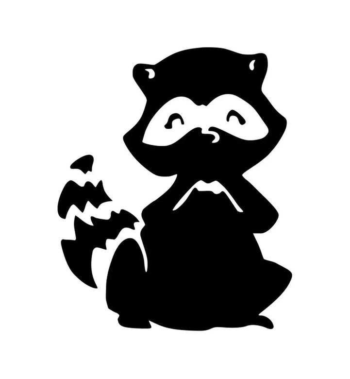 Sevimli Rakun Oto Sticker Siyah 30 X 36 Cm