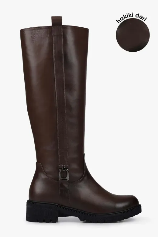 Shoeberry XRC8400 Kadın Frost Kahve Hakiki Deri Çizme