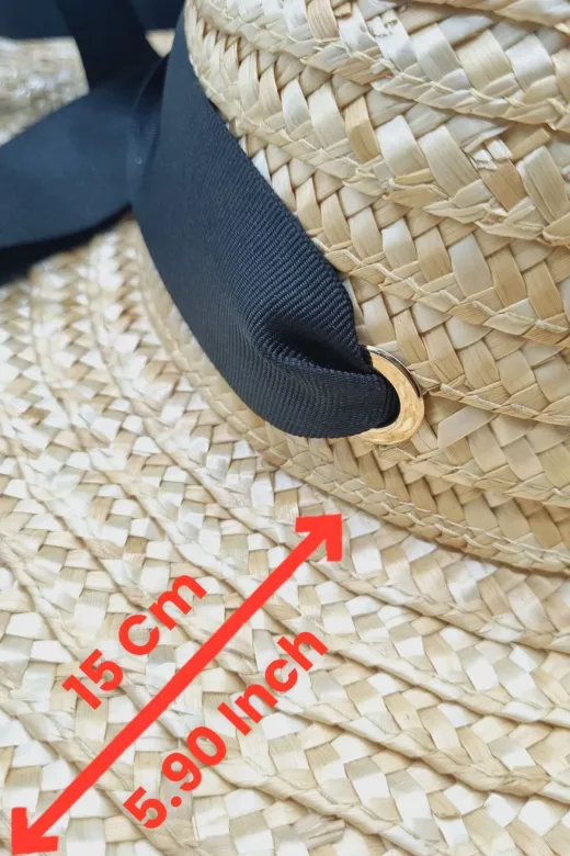 SLM-002 Kadın Galata Breeze Model Maxi Boy Kurdeleli Hasır Şapka Geniş Kenarlı Trend Günlük Ve Plaj Şapka