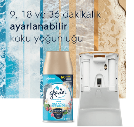 smHNrpZW7F Glade Otomatik Sprey Koku Makinesi + Yedek Oda Kokusu 269 Ml - Okyanus Sessizliği
