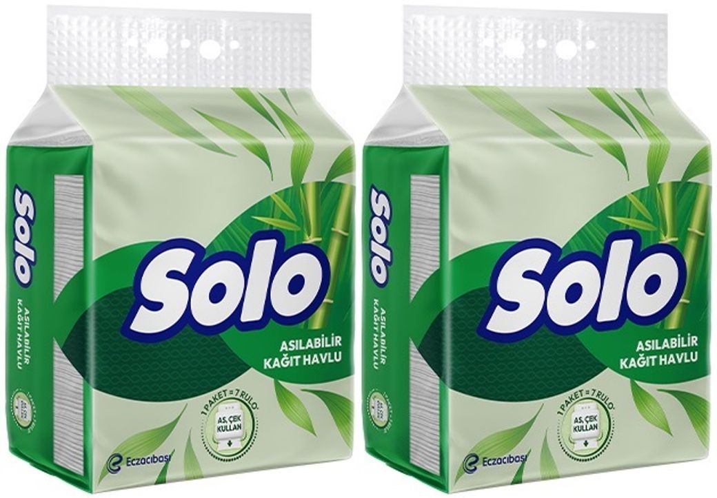 Solo Asılabilir Kağıt Havlu 1 Paket (1PK= 7 Rulo) Hijyenik ve Pratik Kullanım İçin Uygun (2 Li Set)