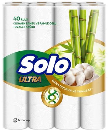Solo Ultra Tuvalet Kağıdı 40 Lı Paket Rulo MEGA PK Organik Bambu ve Pamuk Özlü