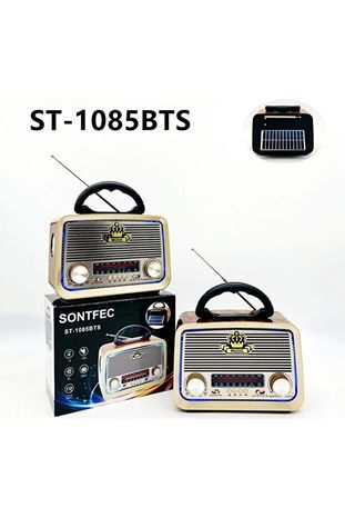 Sontfec Nostaljik Radyo Güneş Panelli Usb Sd Kart Bluetooth St-1085Bts