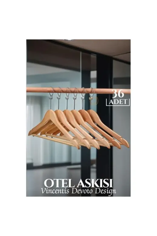 Soydoğan TYBQV1JMDNA157DZ79 36 Adet Otel Tip Askı  Ahşap Vincentis Devoto Design