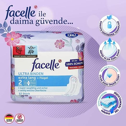 SR12063173 Facelle Ultra Ekstra Uzun Kanatlı 12 Adet Ped