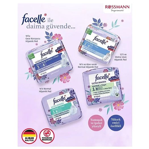 SR12063173 Facelle Ultra Ekstra Uzun Kanatlı 12 Adet Ped