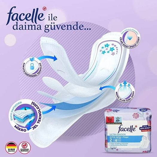 SR12063173 Facelle Ultra Ekstra Uzun Kanatlı 12 Adet Ped