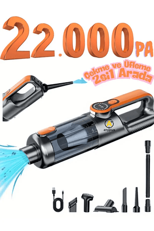 ST-126 Plus Kablosuz Araç Süpürgesi, Taşınabilir El Süpürgesi, Vakum Üfleme 120W Güçlü Emiş, Type-C Şarjlı, Yıkanabilir Filtre, Araba, Ev Ve Ofis Kullanımı İçin
