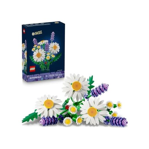 ST 130474056 Papatyalar 11508-3 Büyük Papatya, 2 Küçük Papatya Dalı, 3 Lavanta Ve Yeşil Dallar İçeren Sevgililer Günü&apos Ne Özel Yapay Çiçek Buketi Yapım Seti 133 Parça