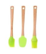 ST 57855210126212780184975 Qullex 3&apos Lü Spatula Seti,ahşap Saplı Silikon Spatula Seti 0
