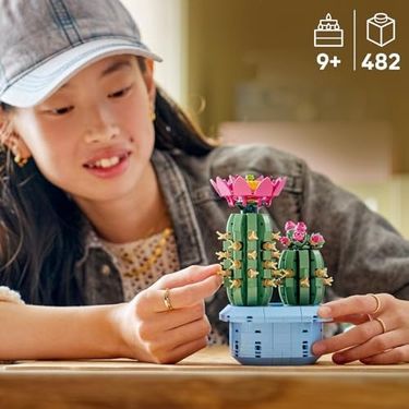 ST 57855210128765180184975 Çiçekli Kaktüs 11509 - Tam Çiçek Açmış Büyük Kaktüs Ve Tomurcuklara Sahip Küçük Kaktüs İçeren Sevgililer Günü&apos Ne Özel Çiçek Yapım Seti 482 Parça