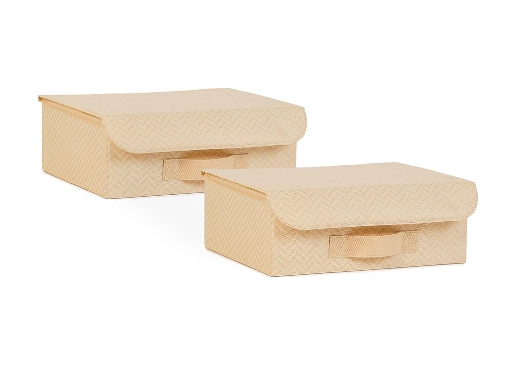 Stp Standartplast 57855210134377380184975 2&apos Li Bej Balıksırtı Kapaklı Kutu Set 30 X 23 X 11 Cm Açık Ahşap
