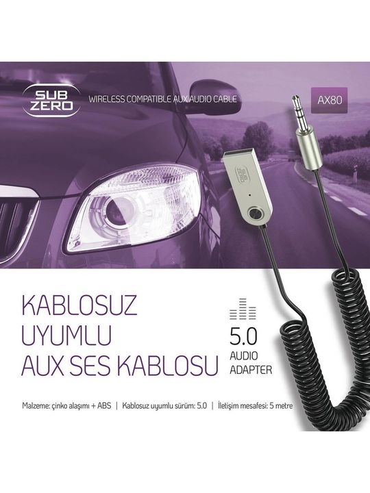 Subzero ax80.  Ax80 Araç Teyp Bluetooth Çevirici ,aux Dönüştürücü ,kablosuz Müzik & Çağrı