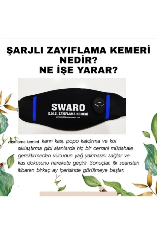 SWARO 9mvi Şarjlı Kemeri Kas Yapma Sıkılaşma Basen Selülit Spor Titreşim