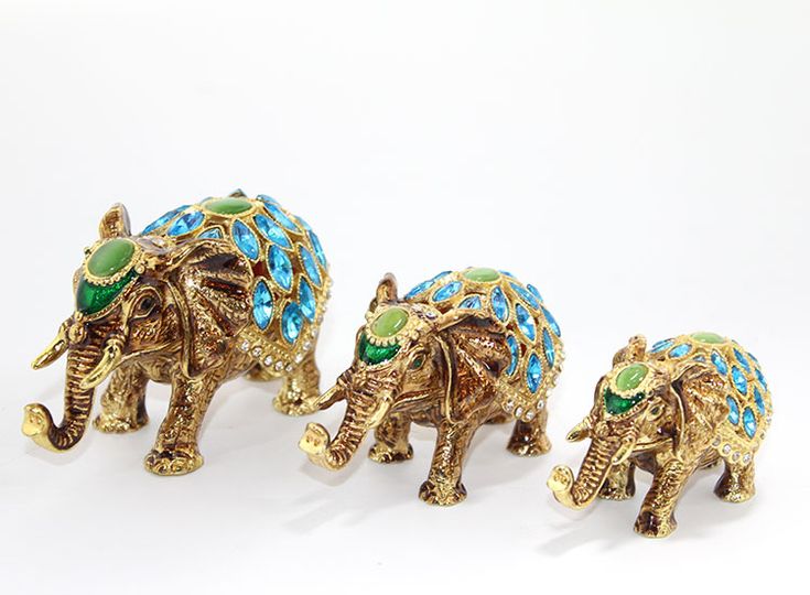 Swarovski Taşlı 3'lü Fil Figürü Model 2