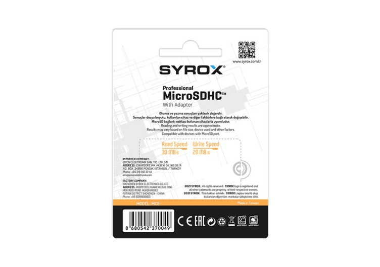 Syrox Mc16 16Gb Micro Sd Hafıza Kartı