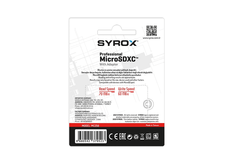 Syrox Mc256 256Gb Micro Sd Hafıza Kartı