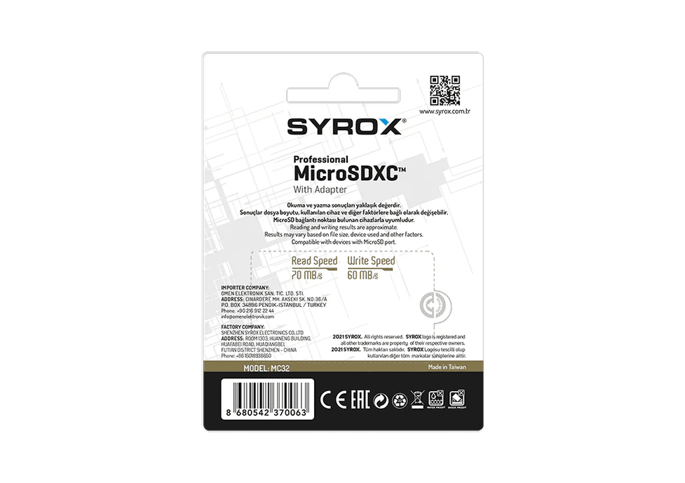 Syrox Mc64 64Gb Micro Sd Hafıza Kartı
