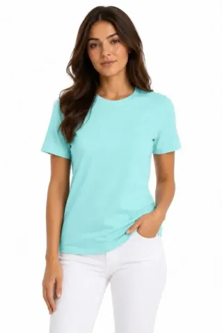 T-Shirt Bisiklet Yaka Slim Fit Likralı Tişört Günlük Basic Body - Turkuaz - M - Turkuaz