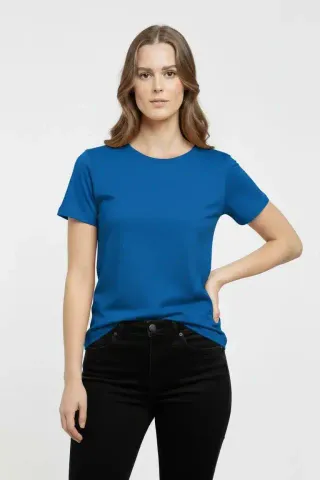 T-Shirt Bisiklet Yaka Slim Fit Likralı Tişört Günlük Basic Body - İndigo - 2XL - İndigo