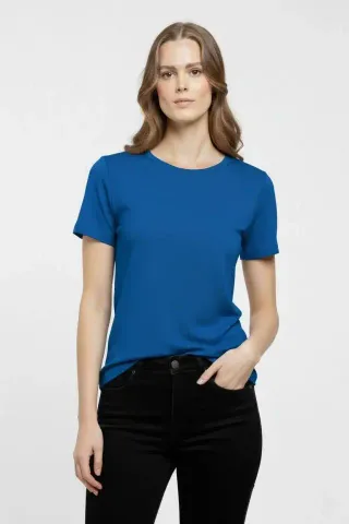 T-Shirt Bisiklet Yaka Slim Fit Likralı Tişört Günlük Basic Body - İndigo - 2XL - İndigo