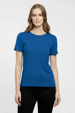 T-Shirt Bisiklet Yaka Slim Fit Likralı Tişört Günlük Basic Body - İndigo - 2XL - İndigo