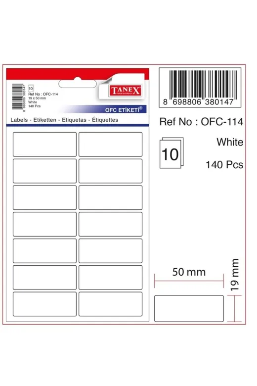 Tanex PRA-7459337-8393 Ofis Etiketi Ofc-114 Beyaz - (30 Adet)