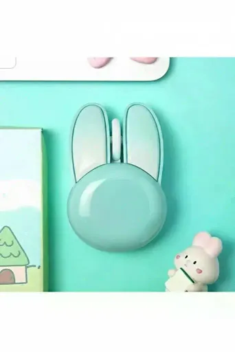 Tavşan Figürlü Kablosuz Mouse Pil Dahil Etiket Hediyeli Mavi