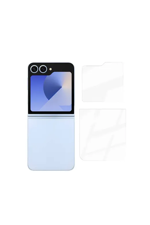 TCHS32793 Galaxy Z Flip 6 Uyumlu Etnaa 2In1 Cam Ekran Koruyucu-Şeffaf