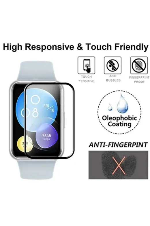 Techaks 56AÖ-8680436608067 Huawei Watch Fit 2 Ekran Koruyucu Darbeye Dayanıklı Ppma Kırılmaz Cam