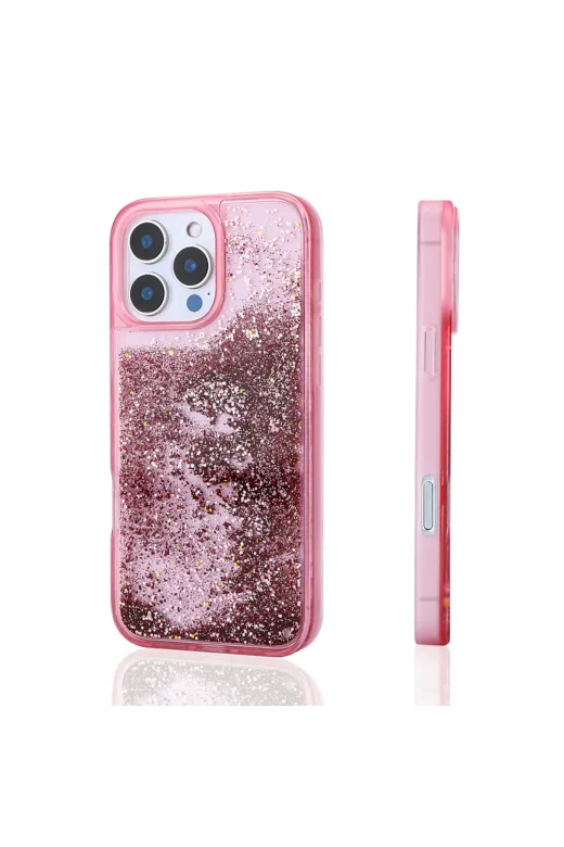 Techaks T35539-TCHS Iphone 12 Pro Kılıf Sıvılı Simli Şeffaf Arka Yüzey Zore Keto Silikon Kapak - Mor