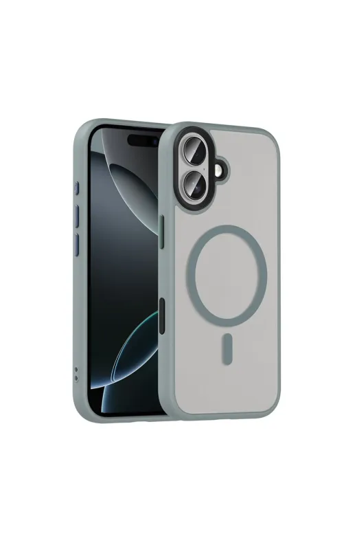 Techaks T38688-TCHS Iphone 17 Kılıf Mat Arka Yüzey Wireless Şarj Özellikli Zore Flet M-Safe Kapak - Lacivert