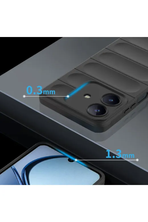 Techaks T38782-TCHS Realme C63 Kılıf Esnek Tpu Oyuklu Arka Yüzey Tasarımlı Zore Etnik Silikon Kapak - Koyu Yeşil
